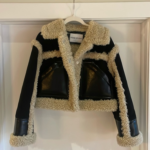 STAND STUDIO
Black & Off-White Edith Faux-Shearling Jacket - Picture 5 of 7